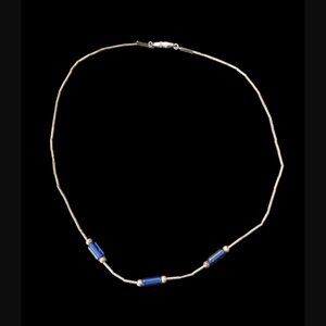 Vintage Liquid Silver Style Polished Stone Accent 14.5" Choker Necklace